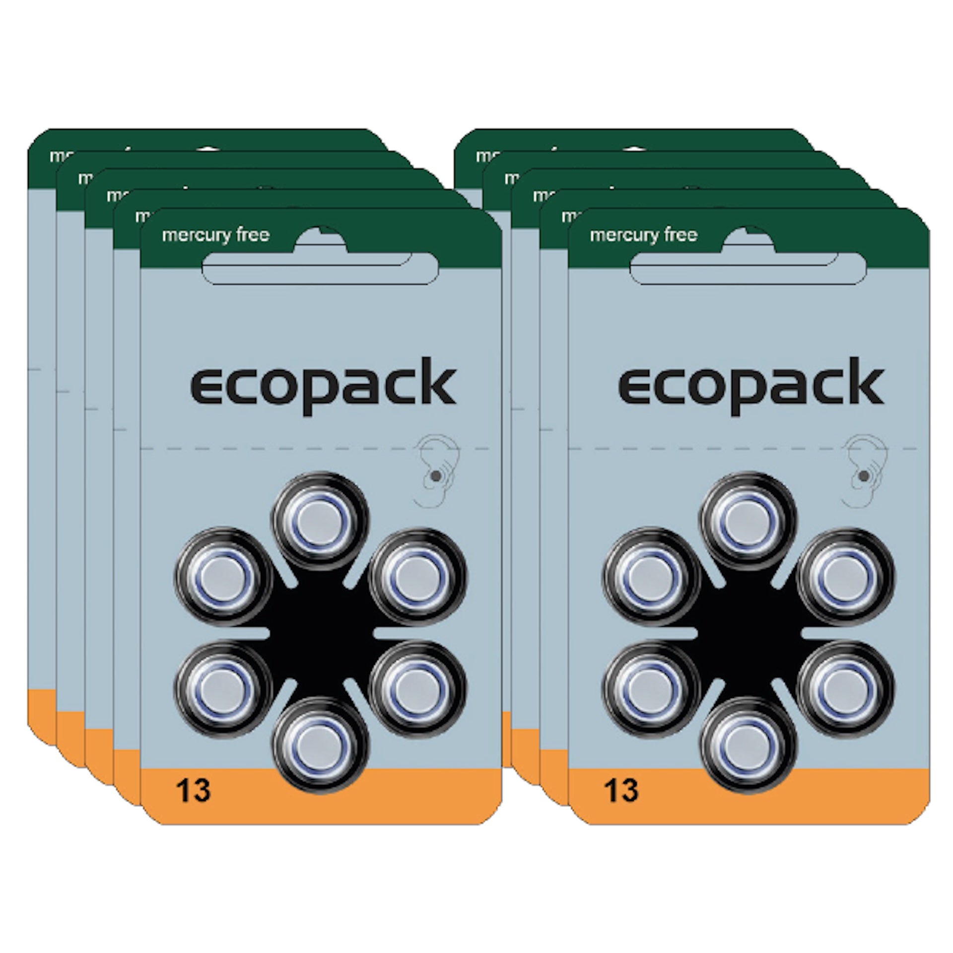 Varta Ecopack 13 Hörgerätebatterien (60er Pack) sind leistungsstarke Zink-Luft-Batterien