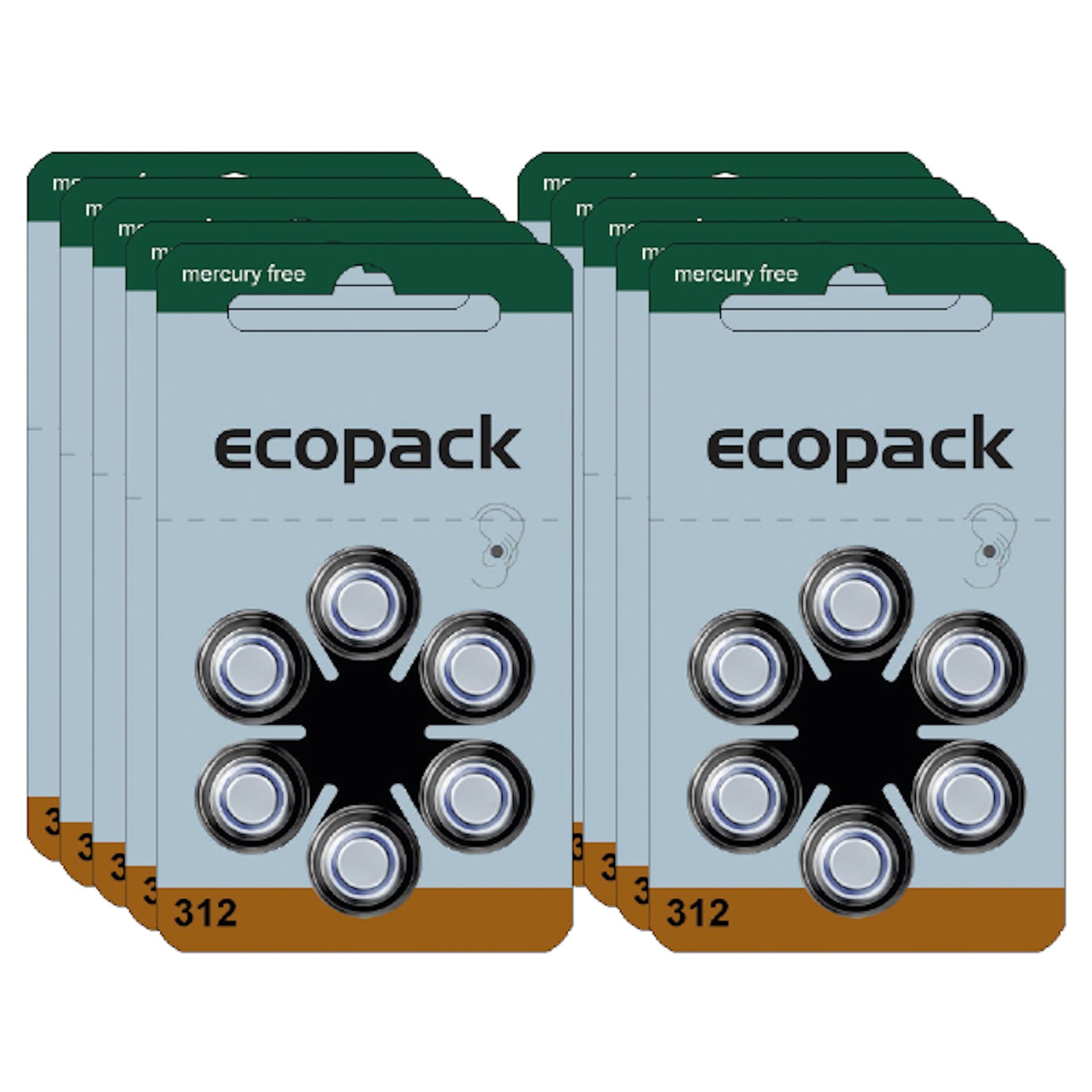 Varta Ecopack 312 Hörgerätebatterien (60er Pack) sind leistungsstarke Zink-Luft-Batterien